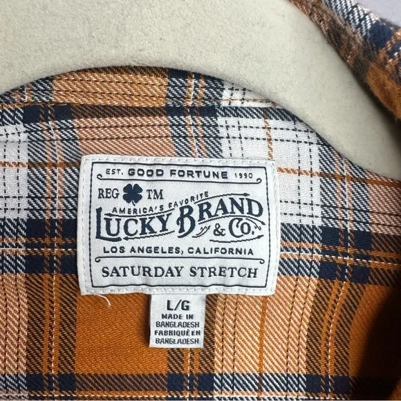 Lucky Brand Western Flannel Snap Button Long Sleeve Shirt Size Large - Picture 10 of 10